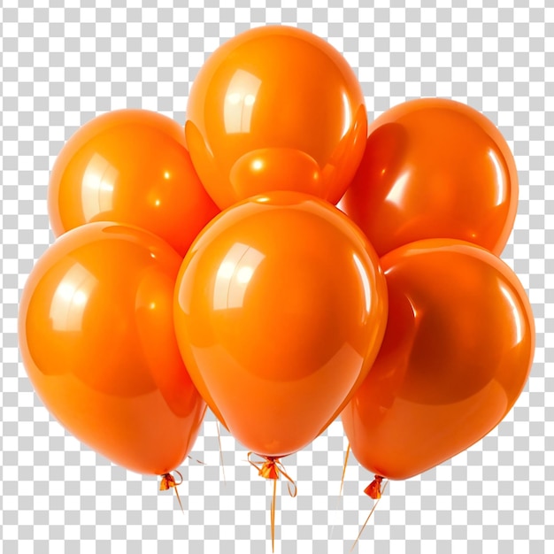PSD orange balloons isolated on transparent background