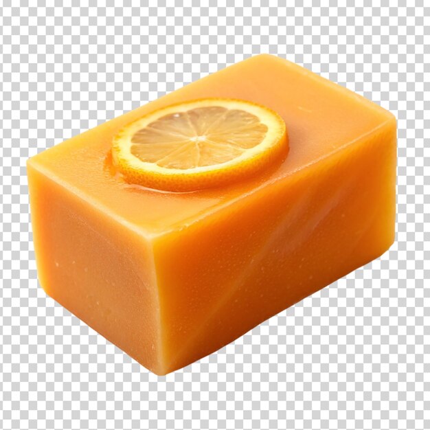 PSD a orange bar of soap on transparent background