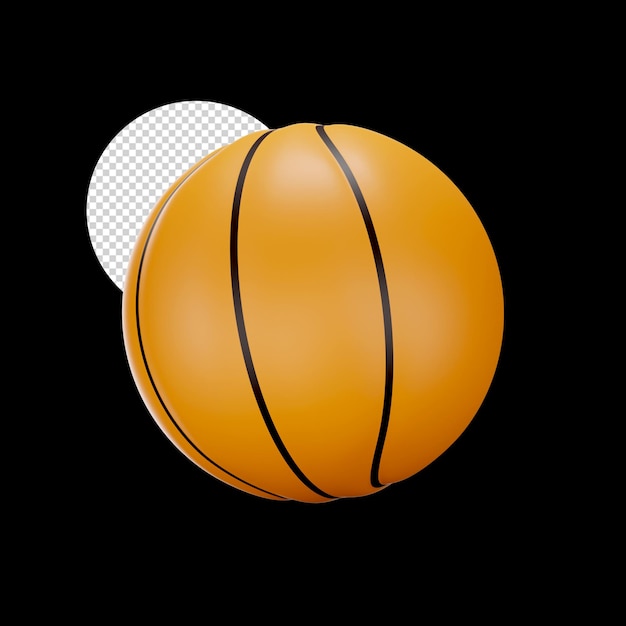 PSD orange basketball 3d icon over black background