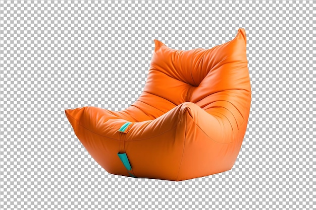 PSD orange bean bag chair isolated on transparent background