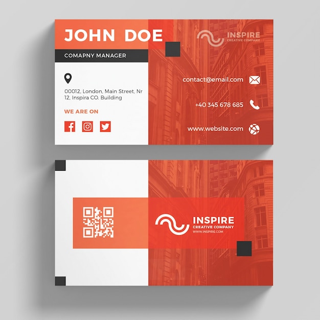 PSD orange business card