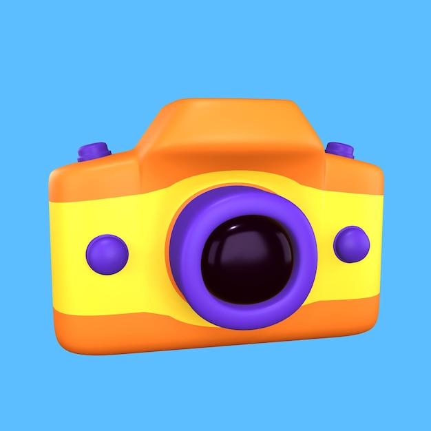 PSD una macchina fotografica arancione per viaggiare
