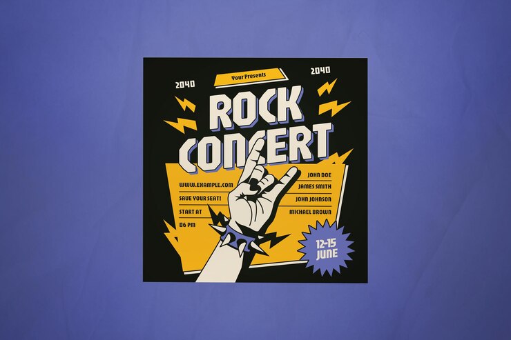 PSD orange clean amp modern rock concert social media post