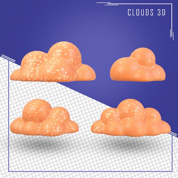 PSD nuvole arancioni 3d con glitter