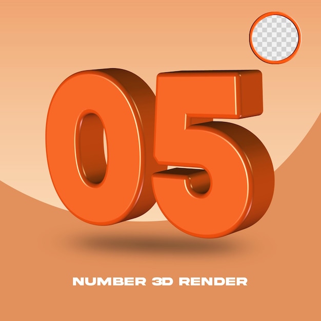 Orange color number 3d render