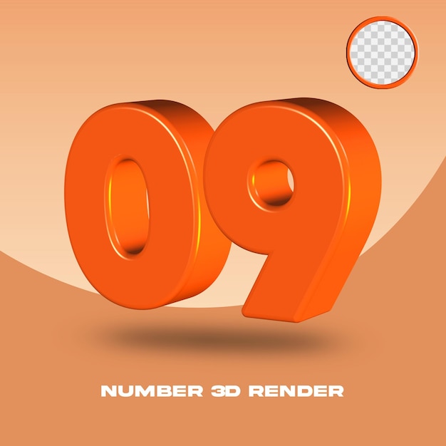 Orange color number 3d render