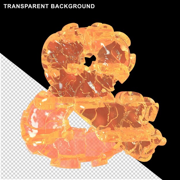 Simboli 3d di ghiaccio scheggiato di colore arancione