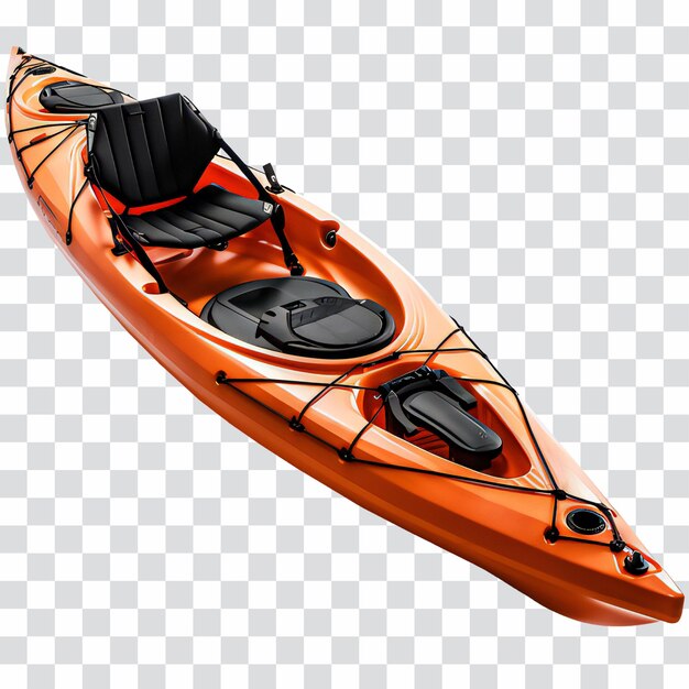 PSD orange crossover kayak isolated on transparent with a clipping path