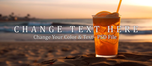 Orange drink beach background