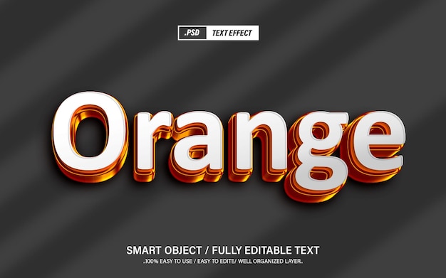 Orange Editable 3d Text Effect Style