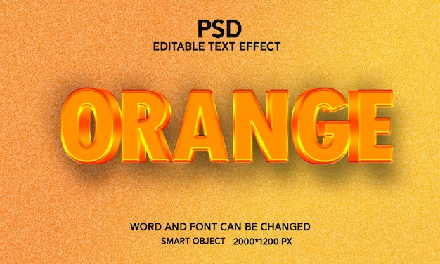 PSD orange editable 3d text effect