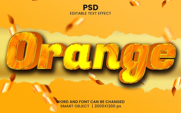 orange Editable Text Effect 3D