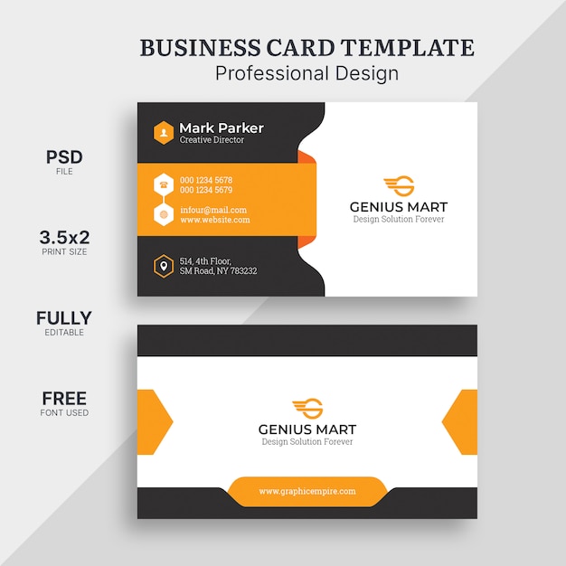 PSD orange elegant business card