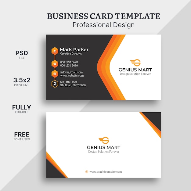 Orange elegant corporate card