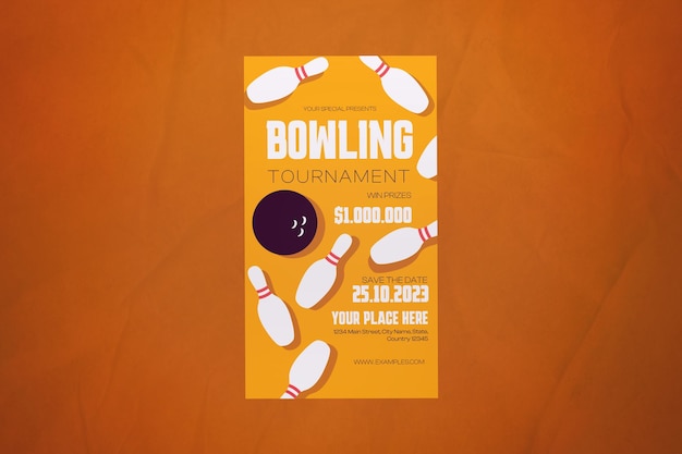 Orange flat design bowling tournament storia sui social media