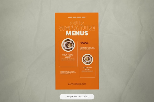 PSD storia di instagram di promozione di cibo dal design piatto arancione 10