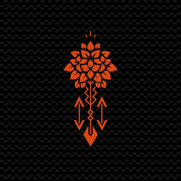 PSD Оранжевый цветок на черном фоне
