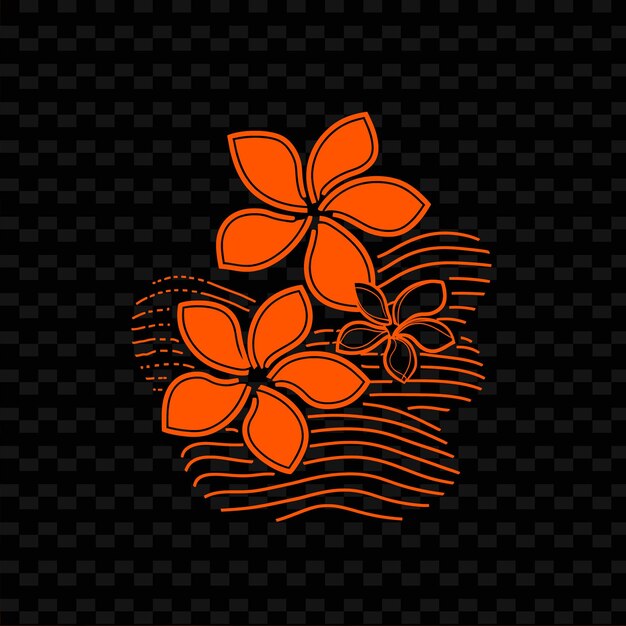 PSD orange flowers on a black background