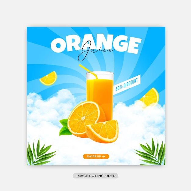 Orange fresh drinks social media instagram template