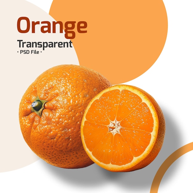 Orange fruit isolated on transparent background