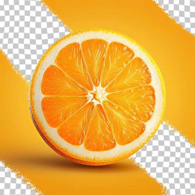 Orange fruit and slice on a transparent background with clipping path white background glass