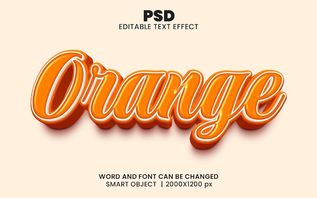 モダンな背景を持つオレンジ色の光沢のある 3 d 編集可能な Photoshop テキスト効果スタイル