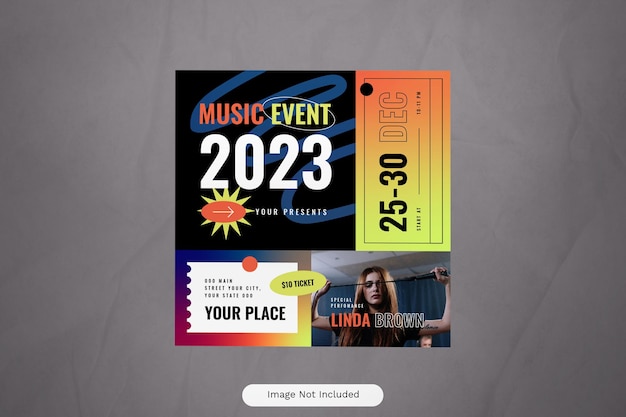 PSD orange gradient modern music event instagram post