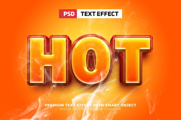 PSD orange hot 3d редактируемый текстовый эффект макет