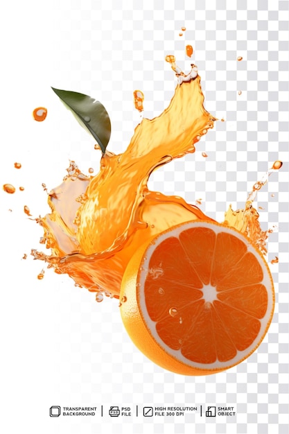 An orange is being poured into a glass