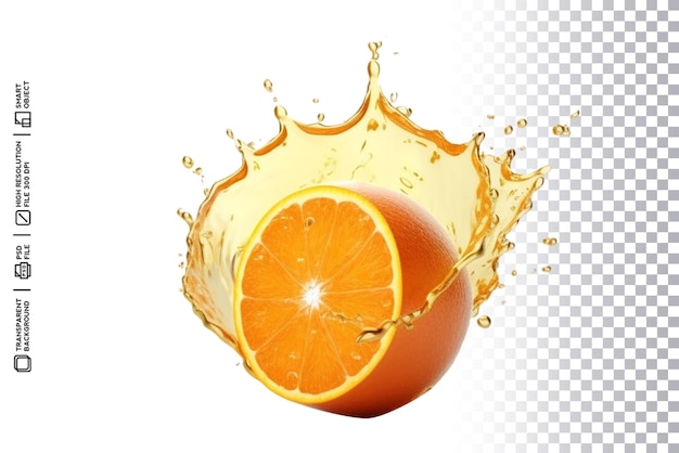 PSD an orange is being poured into a splash of liquid