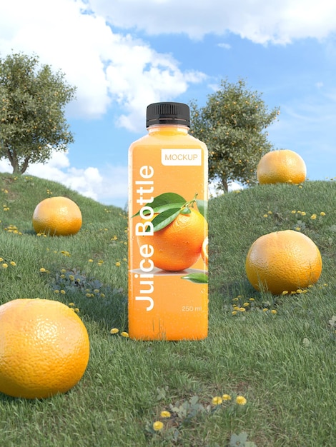 PSD orange juice bottle mockup