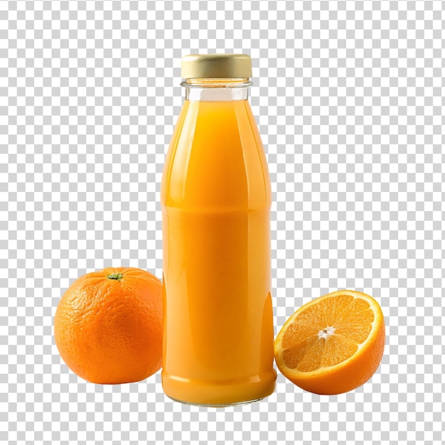 PSD orange juice bottle on transparent background