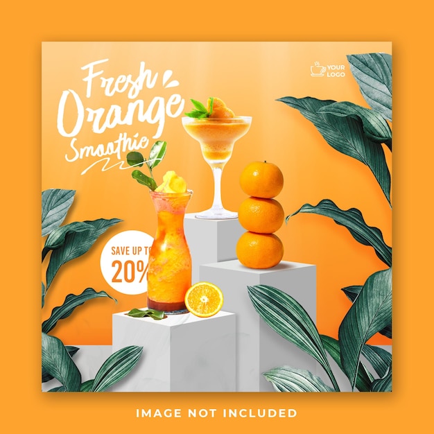 Orange juice drink menu social media post template