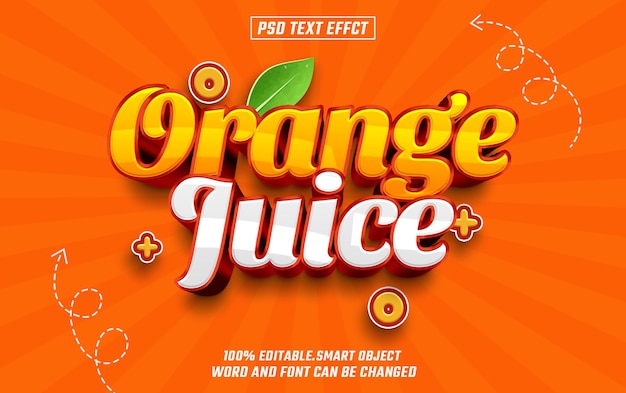 orange juice editable text font effect 3d text for title