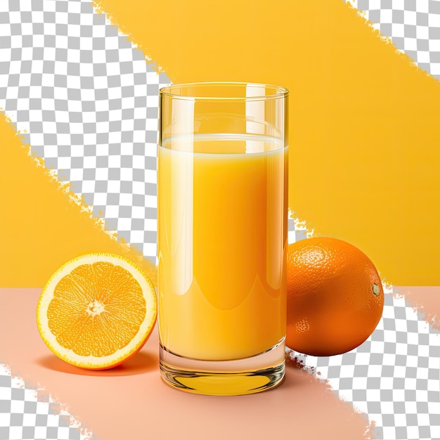 PSD orange juice in glass against transparent background