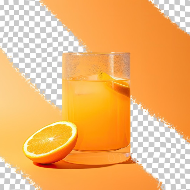 PSD orange juice in a glass transparent background