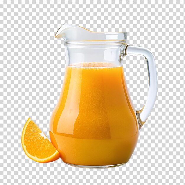 PSD orange juice in a glass with slices of orange isolated on a transparent background