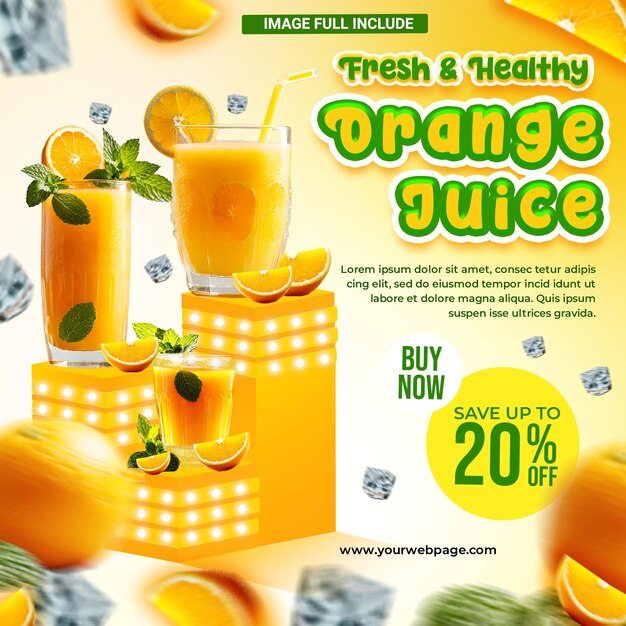 Orange juice menu fresh delicous healthy social media template background 7