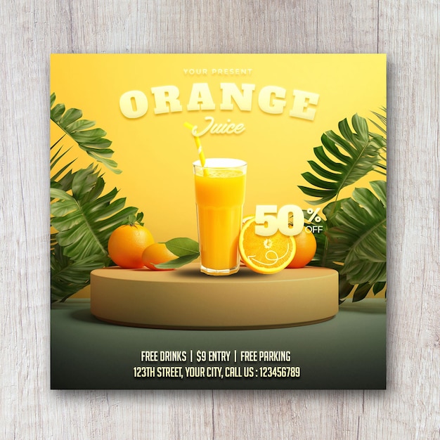 Orange juice menu social media template