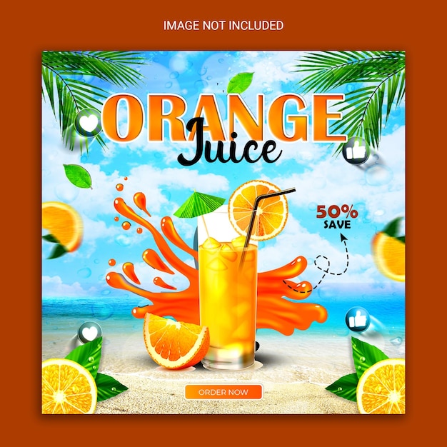 Orange juice social media post design template