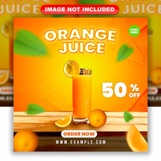 Orange juice social media post and web banner