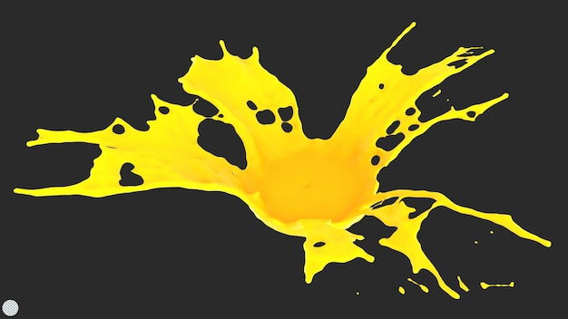 PSD orange juice splash 3d render illustration liquide wave