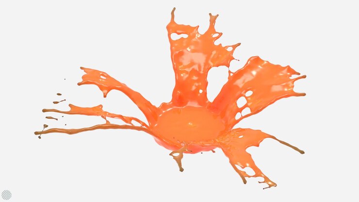 PSD orange juice splash 3d render illustration liquide wave