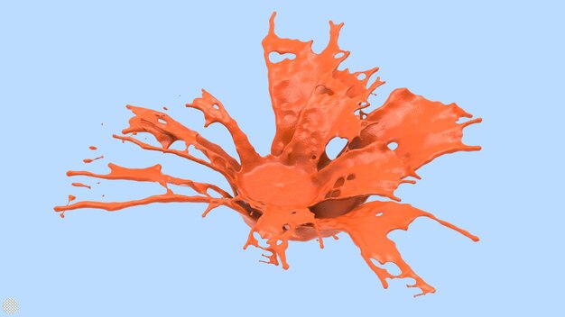 PSD orange juice splash 3d render illustration liquide wave