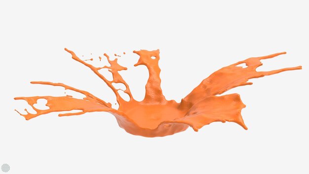 PSD orange juice splash 3d render illustration liquids food