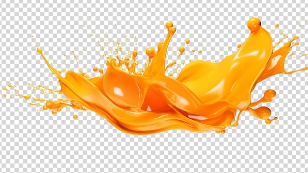 PSD orange juice splash isolated on transparent background