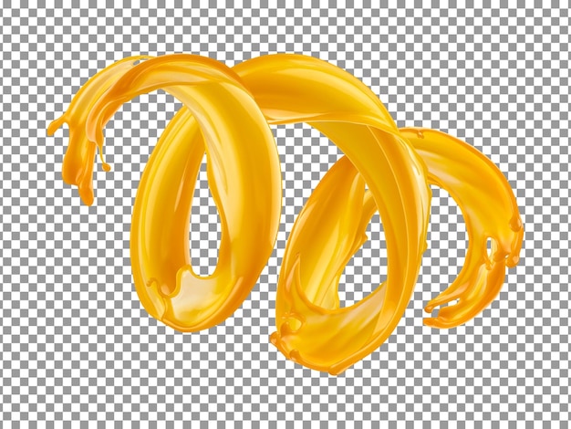 Orange juice splash spiral on a transparent background