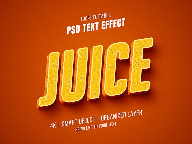 PSD Текстовый эффект апельсинового сока