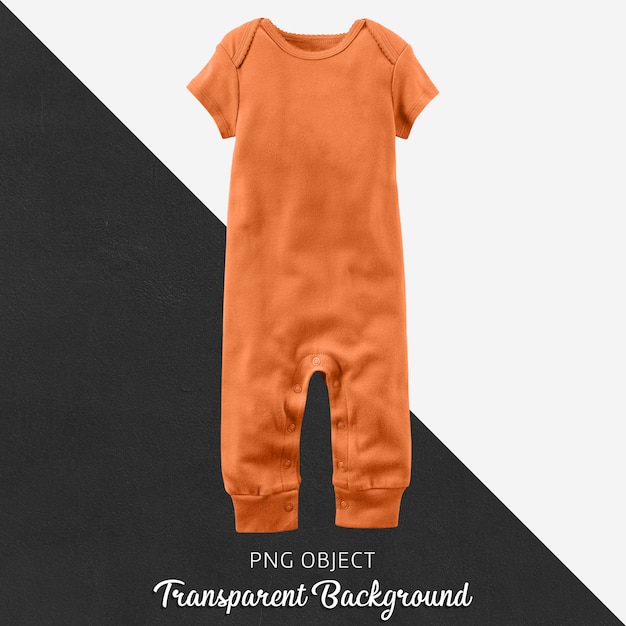 PSD orange jumpsuit for baby or children on transparent