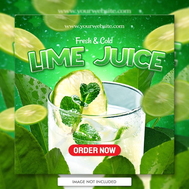 Orange lemon lime juice food menu social media poster flyer template